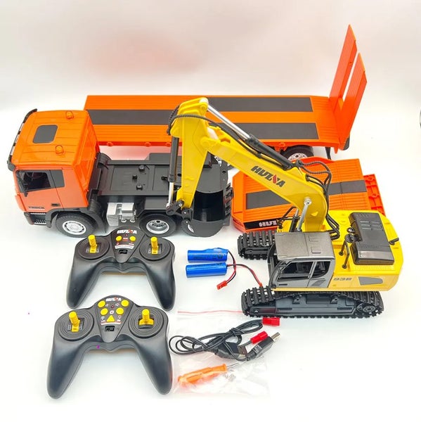 HUINA Truck Excavator Digger with FlatBed Truck RC 1319 1:24 (Hui Na) Carousel 2