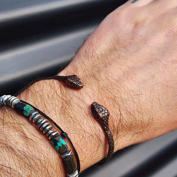 Handmade Copper Snake Cuff Bracelet Carousel 9