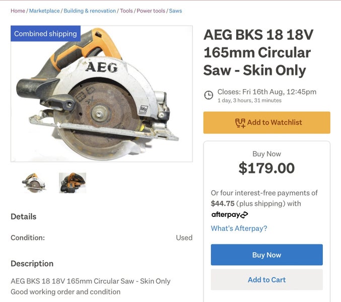 AEG BKS 18 18V 165mm Circular Saw - Skin Only Carousel 2