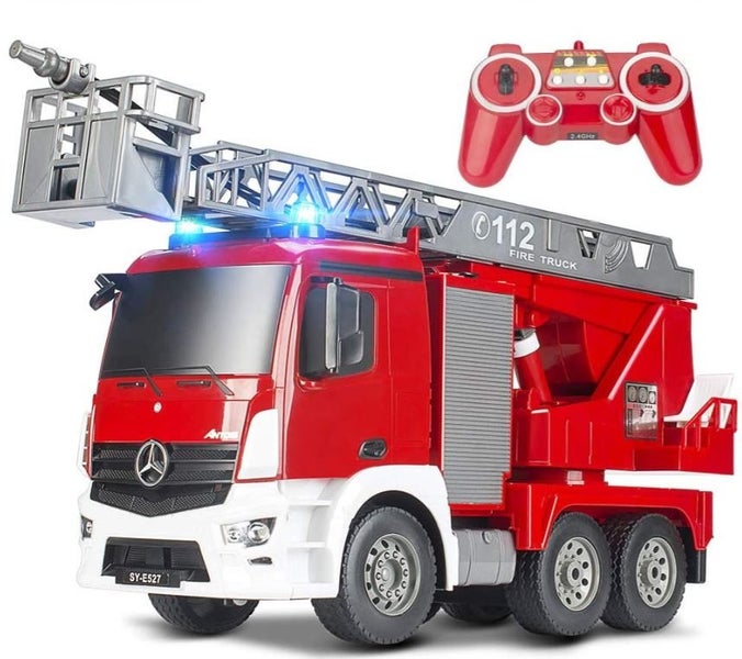 1:20 Scale RTR Mercedes Benz Licensed RC Fire Engine Truck Comes W/ 2 Recharg... Carousel 1