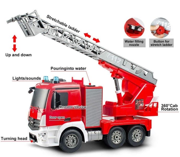 1:20 Scale RTR Mercedes Benz Licensed RC Fire Engine Truck Comes W/ 2 Recharg... Carousel 2
