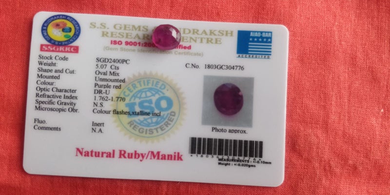 Pure & clear ruby stone with guarantee card - Brand new (Pick up any ONE) Carousel 2