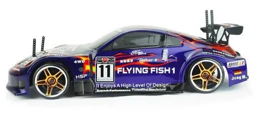 HSP Flying Fish 1/10 Scale RC 4wd Nitro Drift Road Car with Silver Chrome Wheels Carousel 2