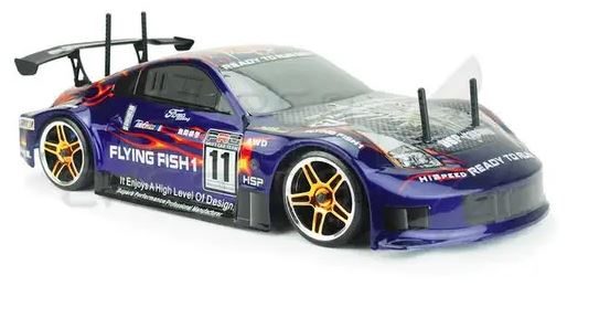 HSP Flying Fish 1/10 Scale RC 4wd Nitro Drift Road Car with Silver Chrome Wheels Carousel 4