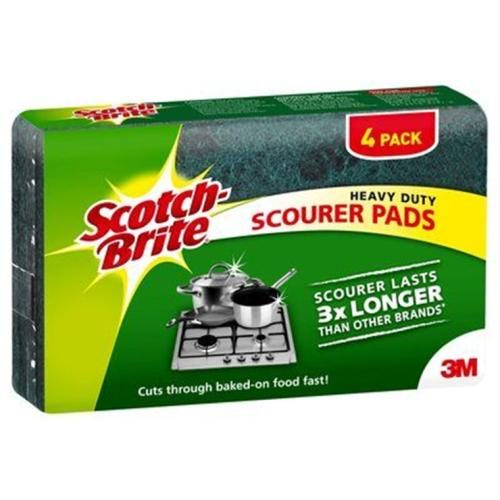3M 10210 Scotch-Brite Scouring Pad Heavy Duty, Pack of 4 [7011388783] Carousel 1