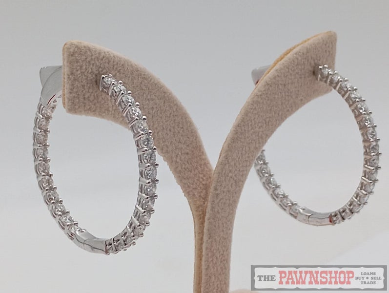 3.00ct TDW Laboratory-Grown Diamond Hoop Earrings in 14ct White Gold $8,000 Carousel 2