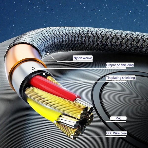 BRAIDED HIGH QUALITY LONG LASTING RCA TO RCA CABLE 1.8m Carousel 7