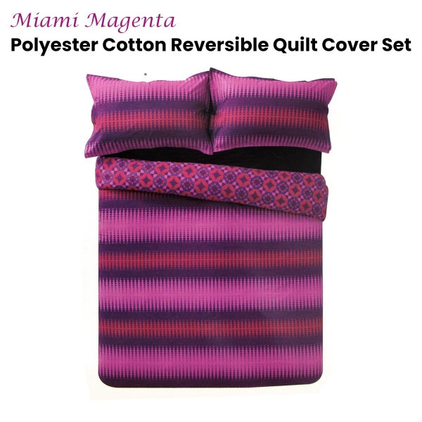 Apartmento Miami Magenta Reversible Polyester Cotton Quilt Cover Set Carousel 2