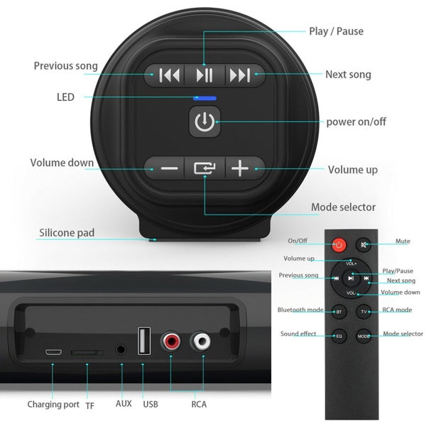 Bluetooth 5.0 Sound Bar Wireless TV Soundbar Home Speaker Subwoofer for Smart TV Carousel 2
