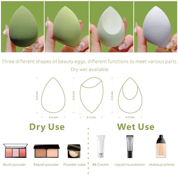 2 Pack 8PCS Cosmetic Puff Set Makeup Sponge Green | Free Shipping | Local Stock Carousel 2