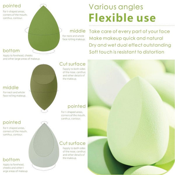 2 Pack 8PCS Cosmetic Puff Set Makeup Sponge Green | Free Shipping | Local Stock Carousel 5