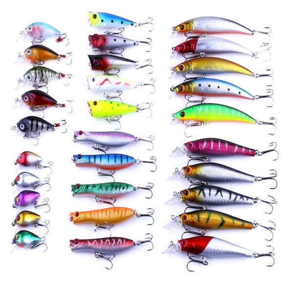 30 PCS Minnow Fishing Lure Set 6 Models Fishing Tackle Plastic Hard Body Bait Carousel 2