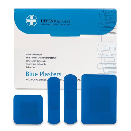 Blue Food Plastic Plasters Assorted-Box of 100 (Packet) Carousel 1