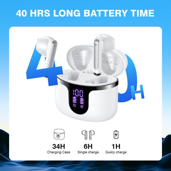 Wireless Earbuds Bluetooth 5.3 LED Display Headphones with Mic in Ear Deep Bass Carousel 6