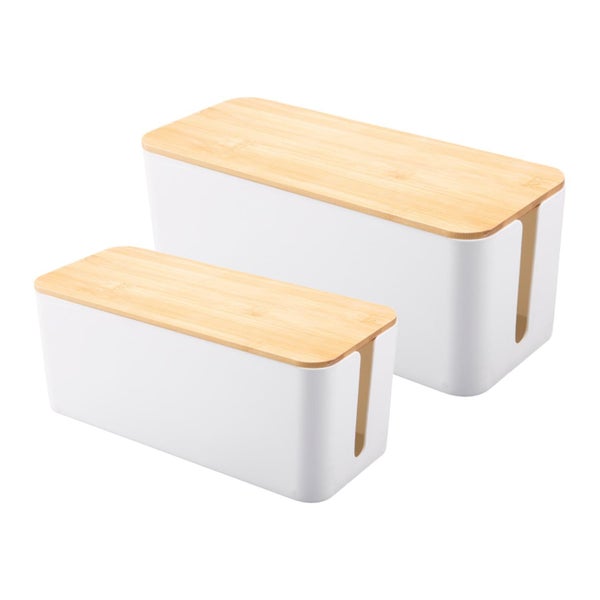 Set of Two Cable Management Box Storage with Bamboo LidL¨Size M+LL© Carousel 1