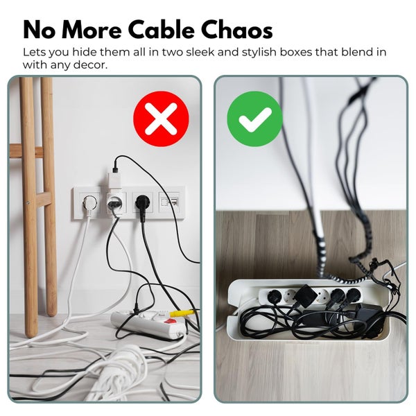 Set of Two Cable Management Box Storage with Bamboo LidL¨Size M+LL© Carousel 2