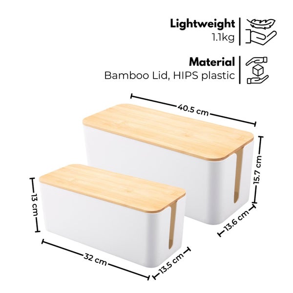 Set of Two Cable Management Box Storage with Bamboo LidL¨Size M+LL© Carousel 5