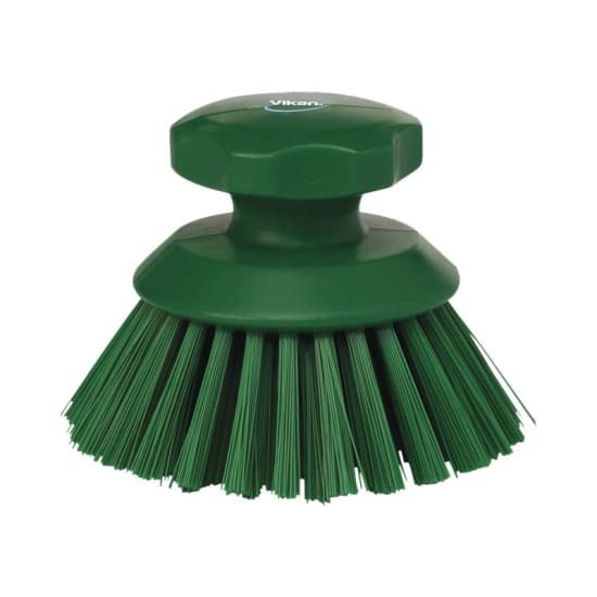 Vikan Round Hand Scrub Brush Green-130mm-Each Carousel 1