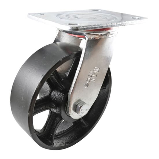 Easyroll 150mm Swivel Plate Mount J3 Castor-Cast Iron 410kg-Each Carousel 1