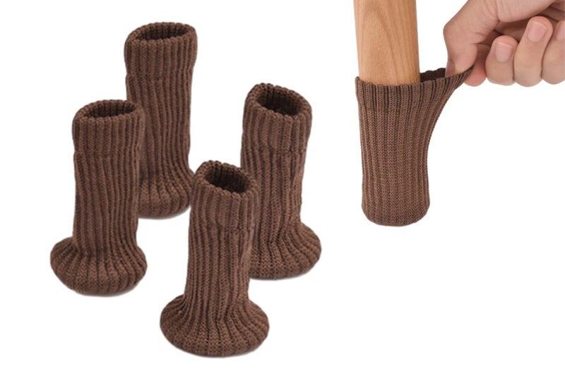 4Pcs Knitted Table Chair Leg Socks Sleeve Floor Protector Furniture Feet Cover Carousel 1