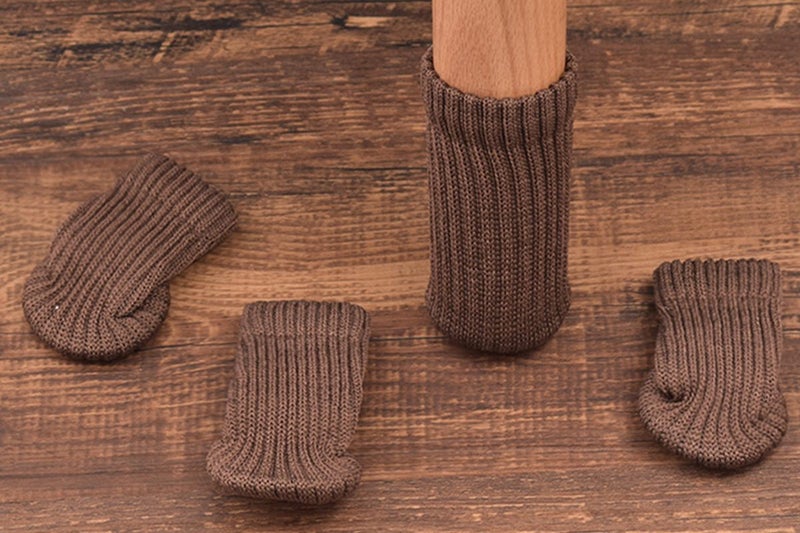 4Pcs Knitted Table Chair Leg Socks Sleeve Floor Protector Furniture Feet Cover Carousel 3
