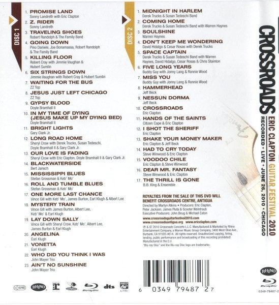Crossroads - Eric Clapton Guitar Festival 2010 BLURAY - 2 DISC SET Carousel 2