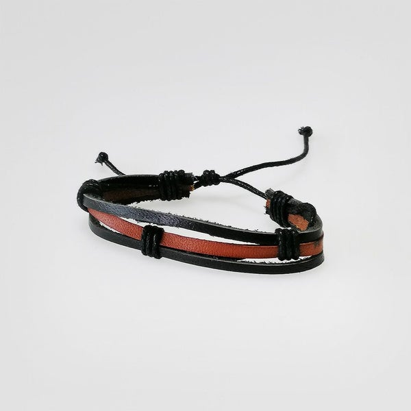 Leather Bracelet - Black & Brown Carousel 1