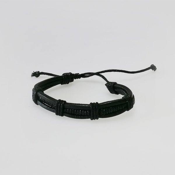 Leather Bracelet - Black Tied Coil Carousel 1