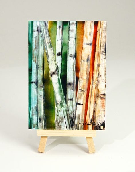 ZipArt incl.5 Prints A6 of my Original Unique Encaustic Artwork + one Easel Set1 Carousel 1
