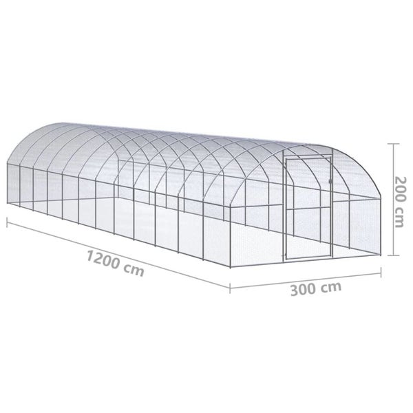 Outdoor Chicken Coop 3x12x2 m Galvanised Steel Tbkpaln Carousel 2