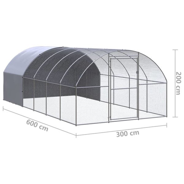 Outdoor Chicken Coop 3x6x2 m Galvanised Steel Tbkpaia Carousel 2