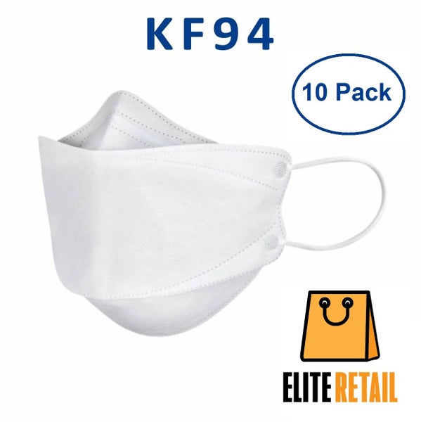 10 Pack Adult Face Mask White KF94 / KN95 Fish Type Carousel 1