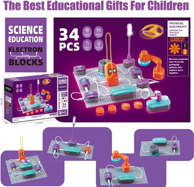 34Pcs Science Experiments Circuit Board Kit Carousel 1