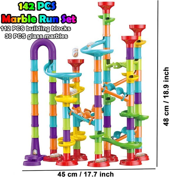 142Pcs Piece DIY Marble Run Race Set Carousel 1