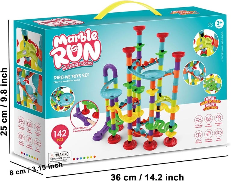 142Pcs Piece DIY Marble Run Race Set Carousel 5