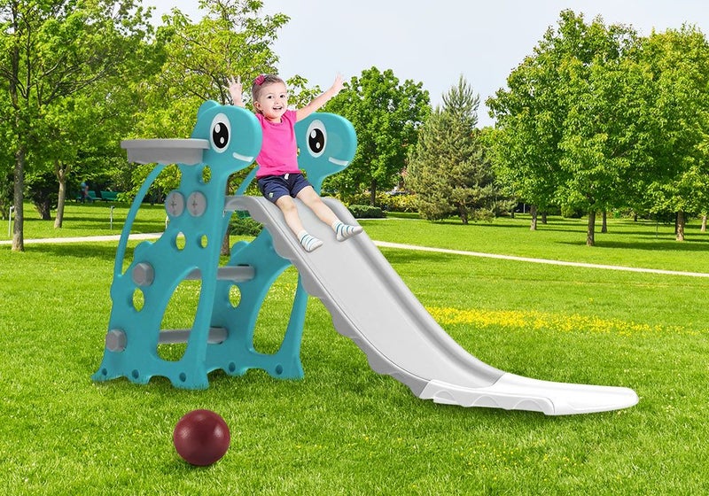 Kids Slide Set Basketball Hoop Toy Playset Carousel 2