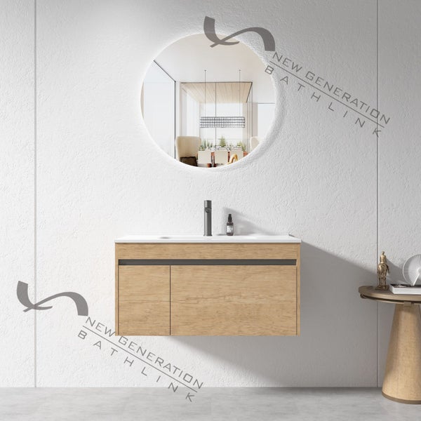 Vanity - 1200mm Wall Hung Light Oak Vanity PLYWOOD Carousel 2