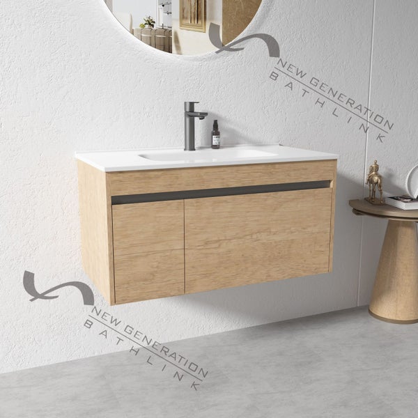 Vanity - 1200mm Wall Hung Light Oak Vanity PLYWOOD Carousel 3