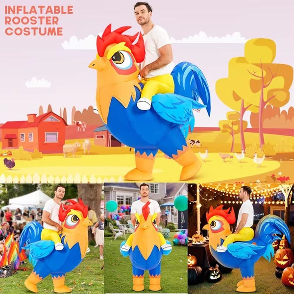 150-190cm Halloween Inflatable Rooster Costume Funny Cosplay Blow up Battery POW Carousel 2
