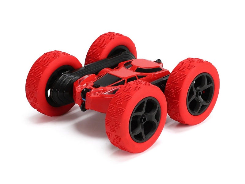 2.4GHz 4WD Fast RC Car Kids Toy Double Sided 360 Degree Rotating RC Truck Red Carousel 2