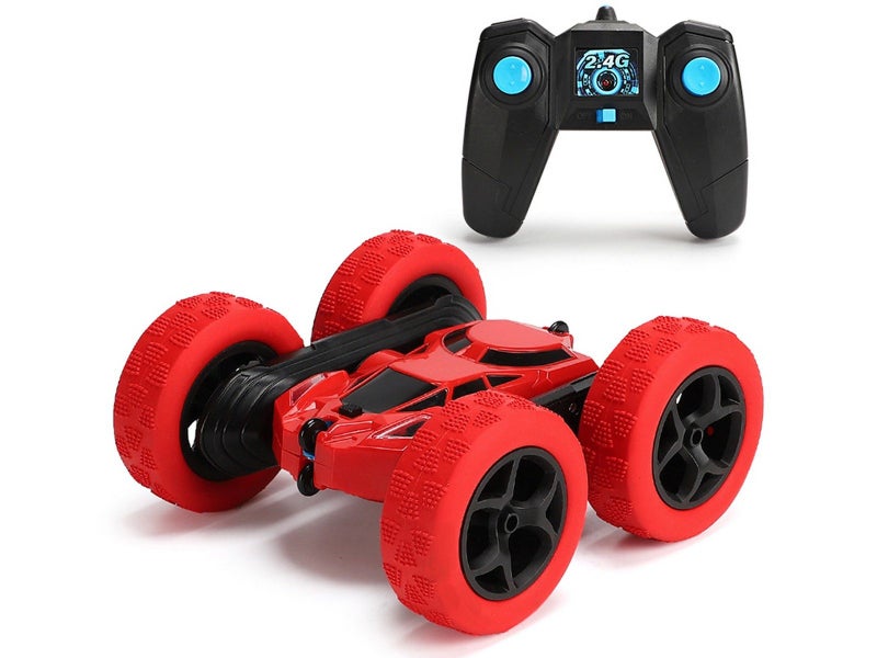 2.4GHz 4WD Fast RC Car Kids Toy Double Sided 360 Degree Rotating RC Truck Red Carousel 5