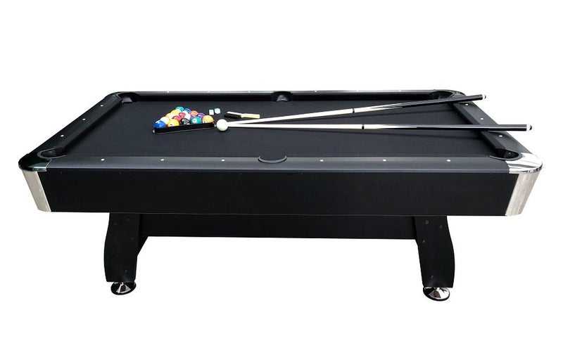 Assembled 7Ft Pool Table Black With Auto Ball Return - Ultimate Package Deal62993530446850113