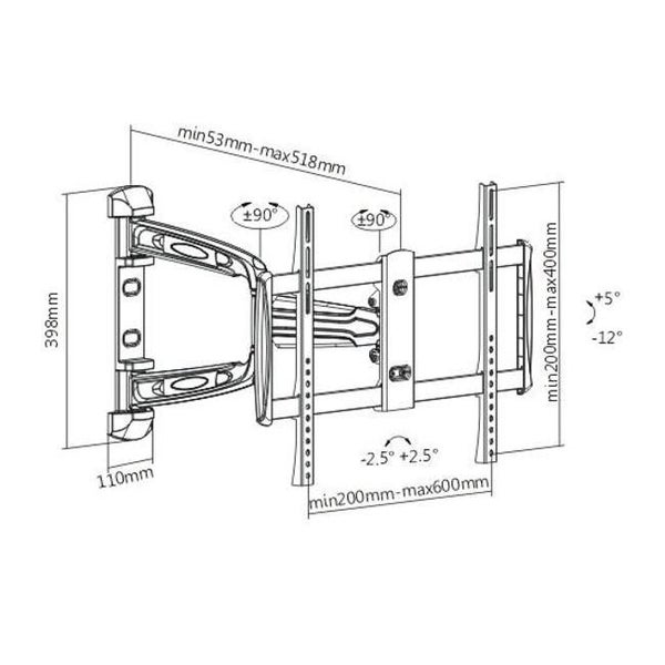 Brateck Full Motion TV Bracket 37-70" - Black (LPA31-463) Carousel 2
