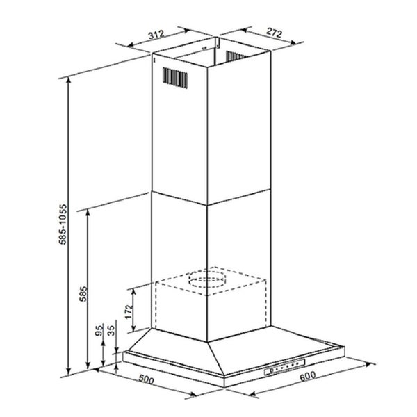Robinhood 600mm Wall Canopy - Stainless Steel (RWD3CL6SSDC) Carousel 2