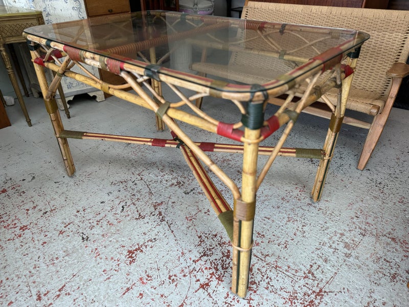 A Vintage Carnival Cane Glass Topped Dining Table Carousel 1