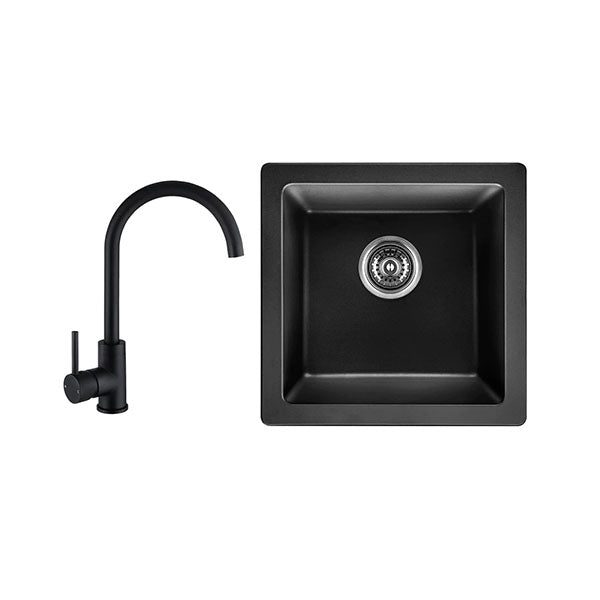 Black Sink Kitchen Tap set Gooseneck Spout Carousel 1