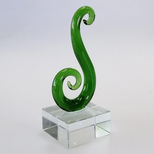 Green Glass Fern Koru Sculpture62993530402818113