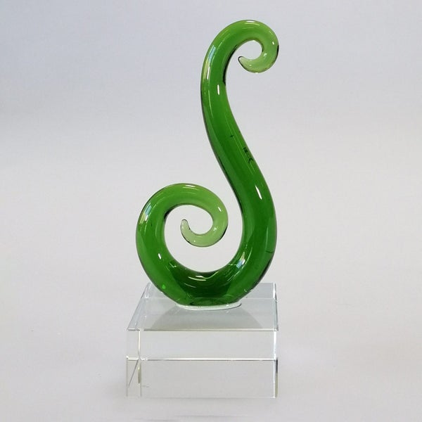 Green Glass Fern Koru Sculpture62993530402818114