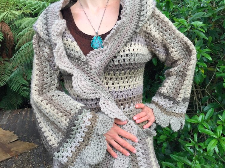 Hand Crocheted Wool Oversized Frilly Cardie ( NEW ) Carousel 2