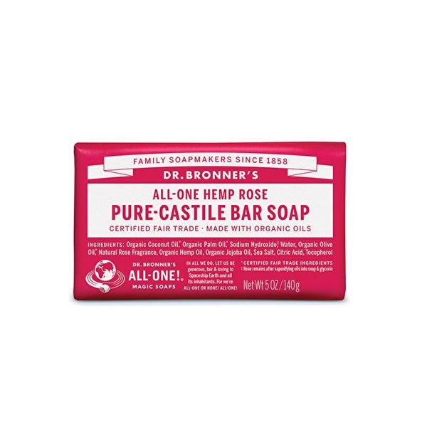 Dr. Bronner's Pure-Castile Bar Soap (Hemp All-One) Rose 140g Carousel 1